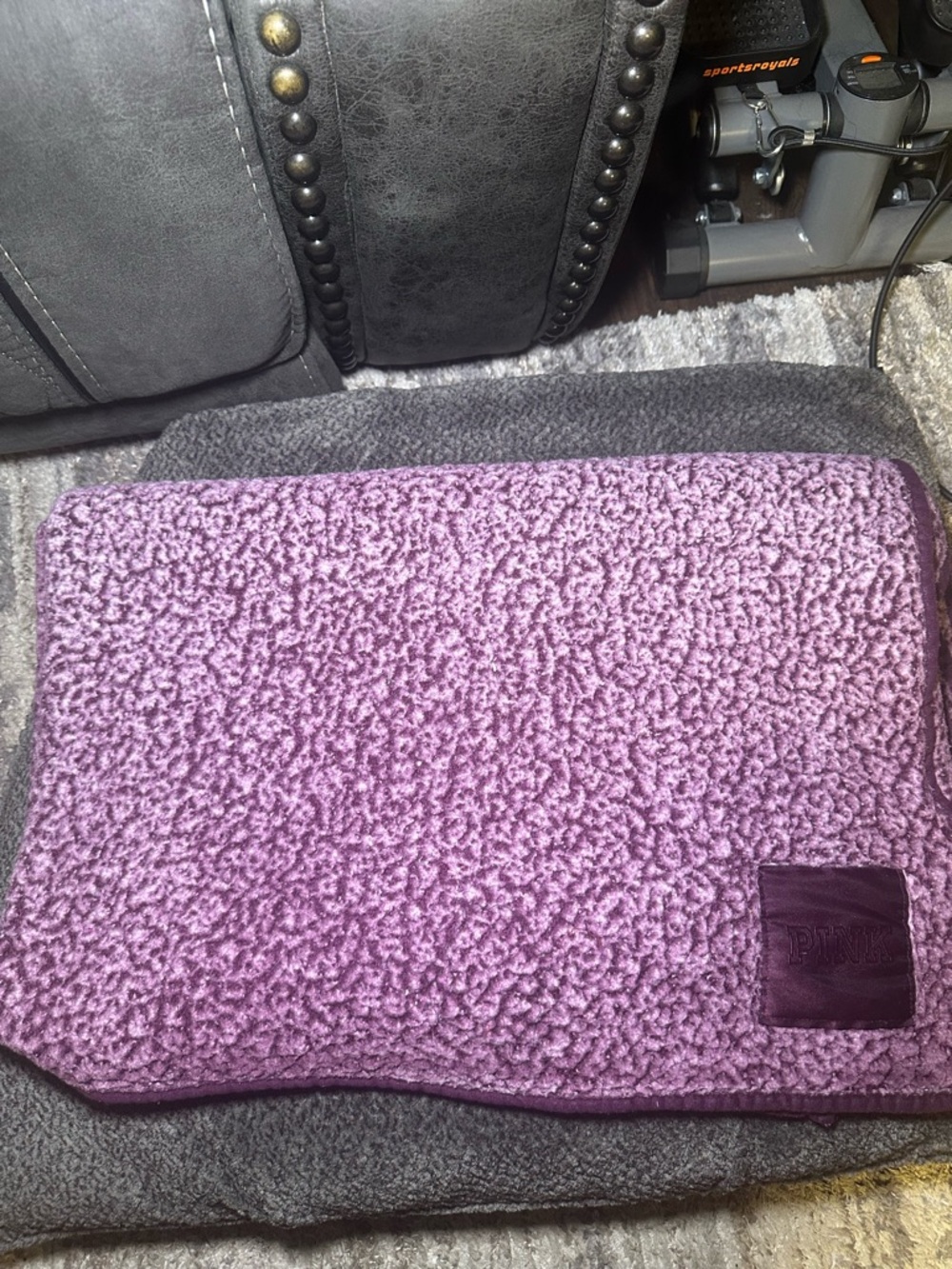 PINK Victoria's Secret Mauve Purple Sherpa Pouch with Logo Patch
